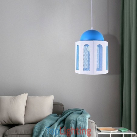Castle Shaped Pendant Light Modern Blue and White Color Light Castle Shaped Pendant Light Modern Blue and White Color Light