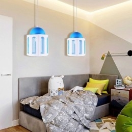Castle Shaped Pendant Light Modern Blue and White Color Light