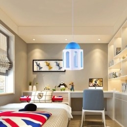 Castle Shaped Pendant Light Modern Blue and White Color Light