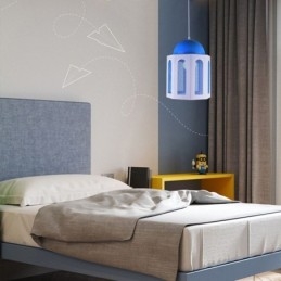 Castle Shaped Pendant Light Modern Blue and White Color Light