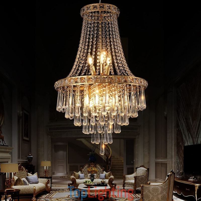 Modern Crystal Chandelier Contemporary Elegant Ceiling Light Fixture Duplex Stair