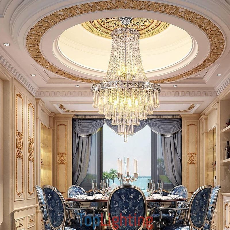 Modern Crystal Chandelier Contemporary Elegant Ceiling Light Fixture Duplex Stair