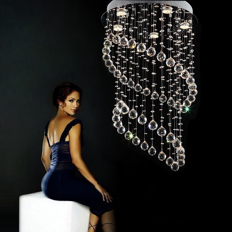 Modern Crystal Chandelier Round Raindrop Ceiling Light