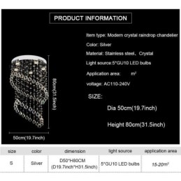 Modern Crystal Chandelier Round Raindrop Ceiling Light