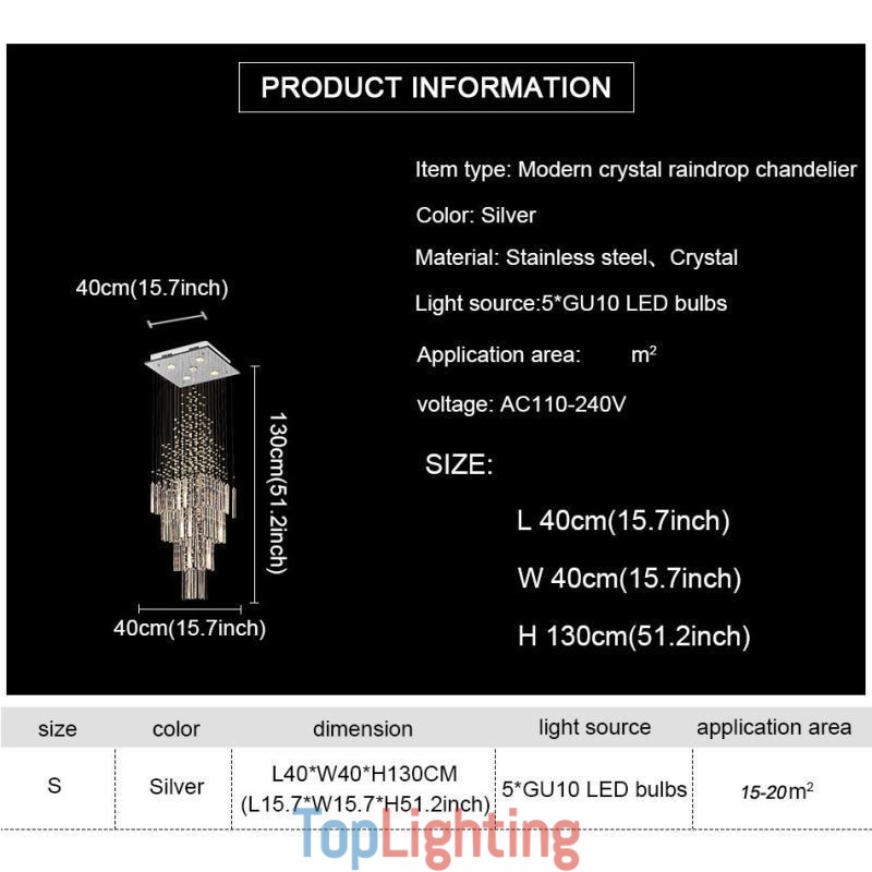 Modern Square Crystal Chandelier Contemporary Elegant Ceiling Light Fixture Duplex Stair