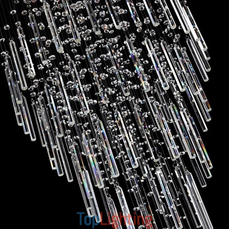 Modern Square Crystal Chandelier Contemporary Elegant Ceiling Light Fixture Duplex Stair