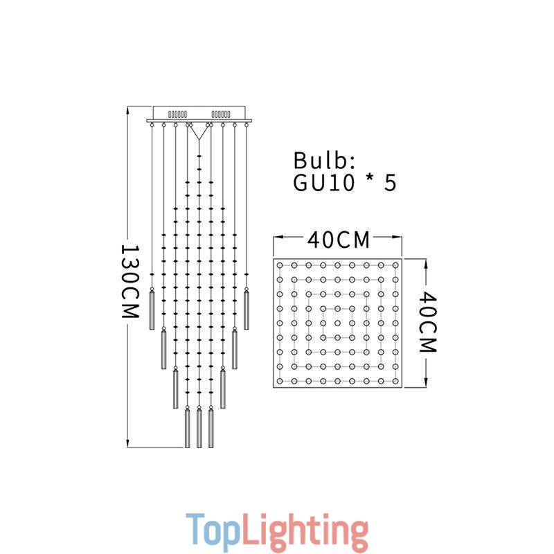 Modern Square Crystal Chandelier Contemporary Elegant Ceiling Light Fixture Duplex Stair
