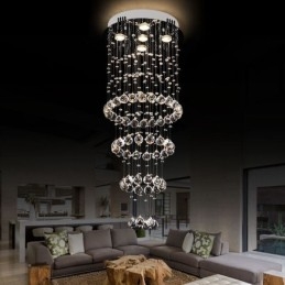 Crystal Chandelier Contemporary Elegant Ceiling Light Fixture Duplex Stair