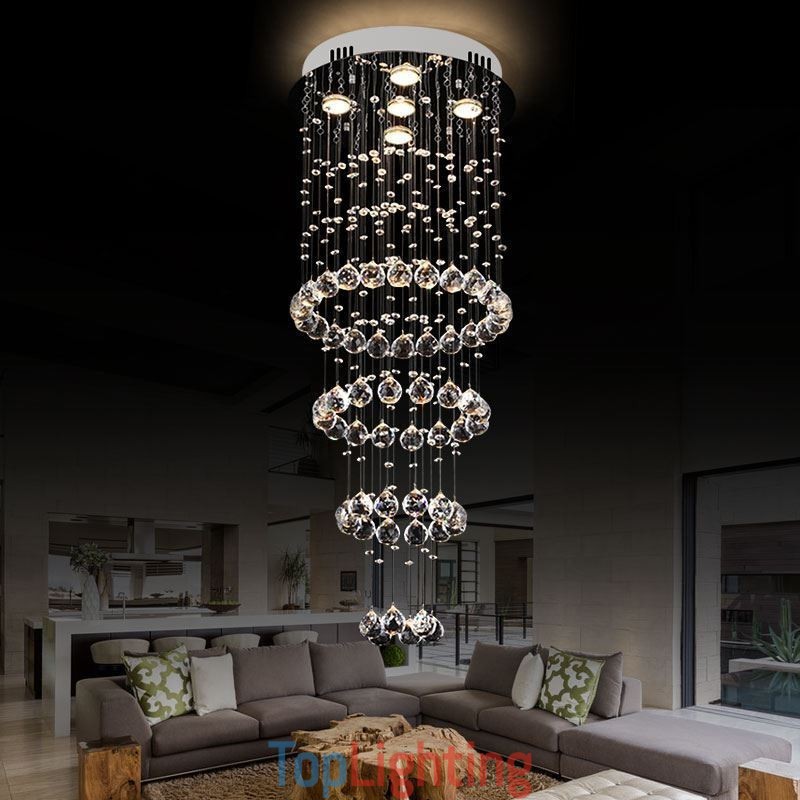 Crystal Chandelier Contemporary Elegant Ceiling Light Fixture Duplex Stair
