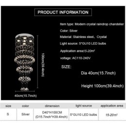 Crystal Chandelier Contemporary Elegant Ceiling Light Fixture Duplex Stair