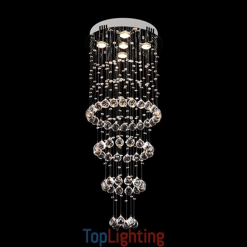 Crystal Chandelier Contemporary Elegant Ceiling Light Fixture Duplex Stair