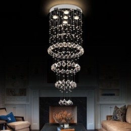 Crystal Chandelier Contemporary Elegant Ceiling Light Fixture Duplex Stair