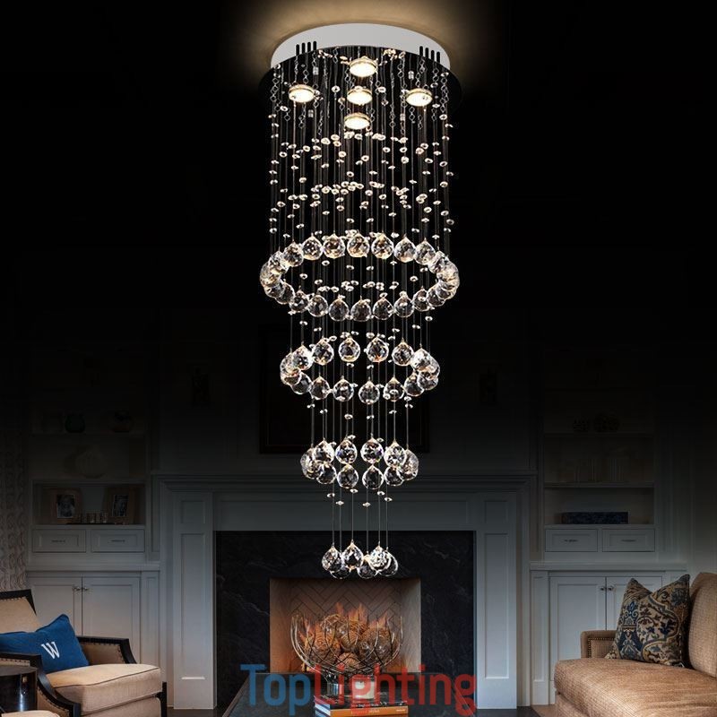 Crystal Chandelier Contemporary Elegant Ceiling Light Fixture Duplex Stair