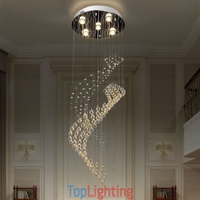 Elegant Crystal Chandelier Raindrop Ceiling Lights Foyer
