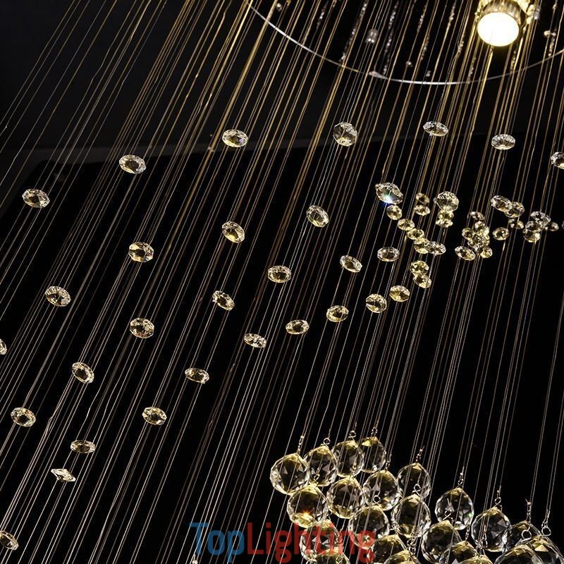 Elegant Crystal Chandelier Raindrop Ceiling Lights Foyer