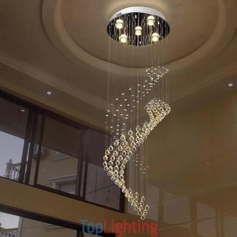 Elegant Crystal Chandelier Raindrop Ceiling Lights Foyer