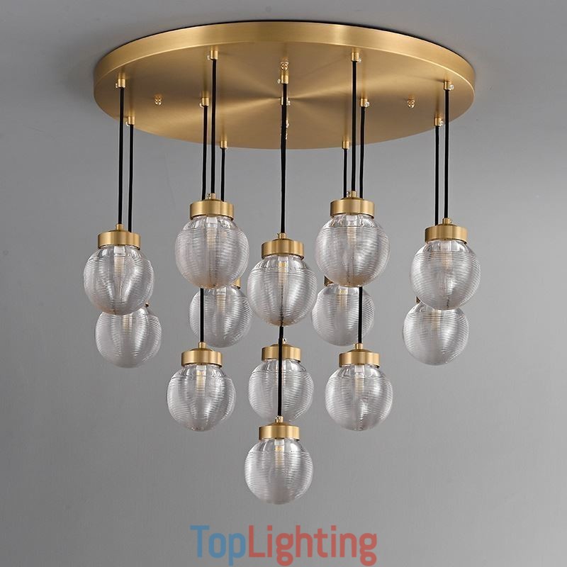 American Cluster Pendant Lamp Light Luxurious Glass Ball Ceiling Light