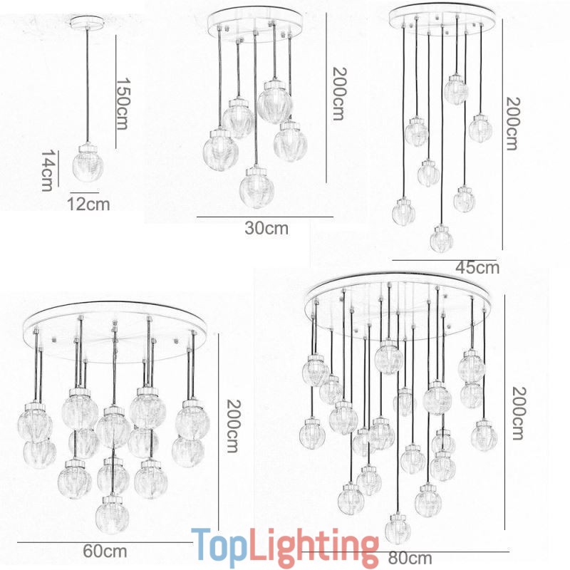 American Cluster Pendant Lamp Light Luxurious Glass Ball Ceiling Light