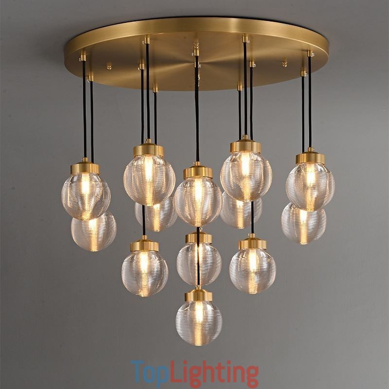 American Cluster Pendant Lamp Light Luxurious Glass Ball Ceiling Light