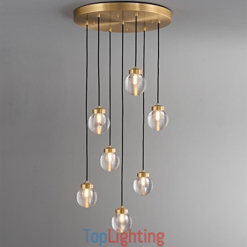 American Cluster Pendant Lamp Light Luxurious Glass Ball Ceiling Light