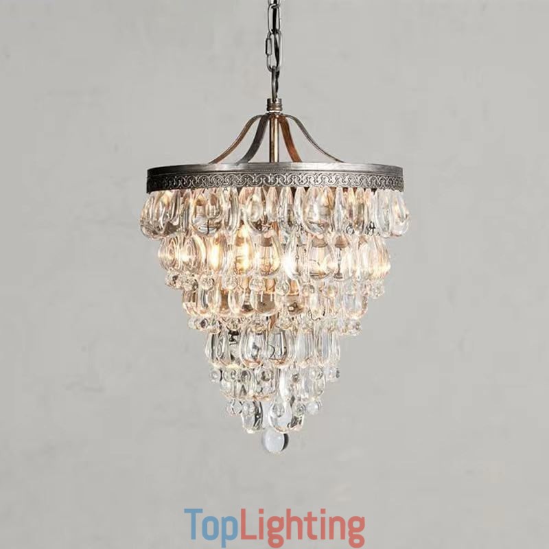 American Crystal Ceiling Light Country Retro Round Pendant Light