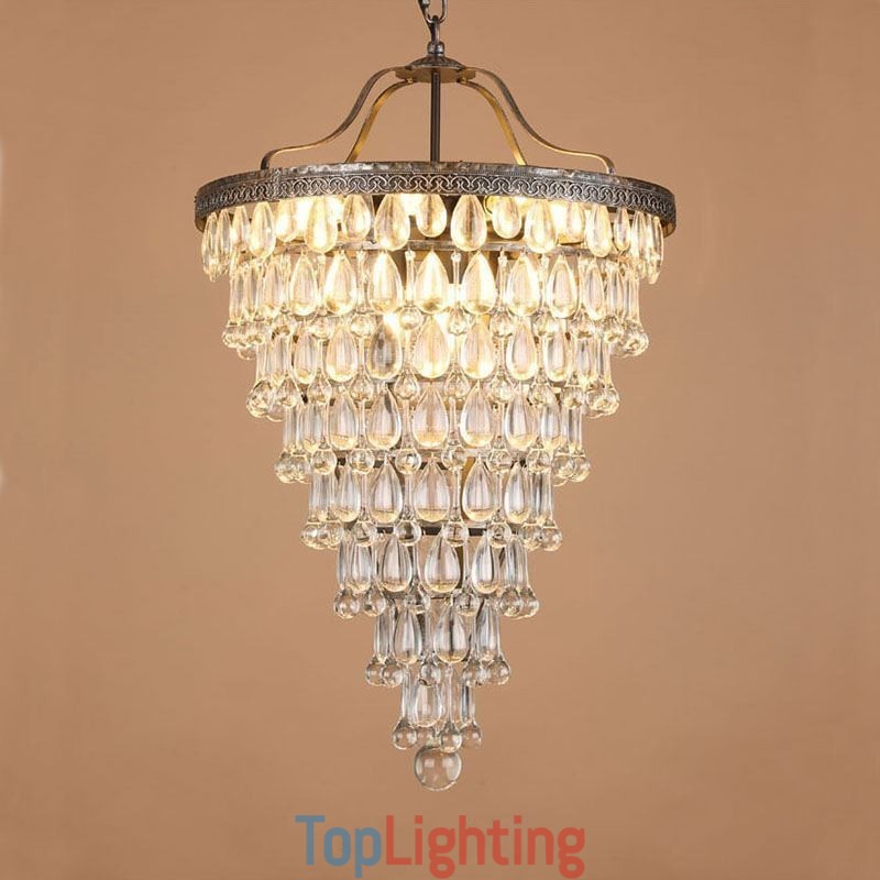American Crystal Ceiling Light Country Retro Round Pendant Light