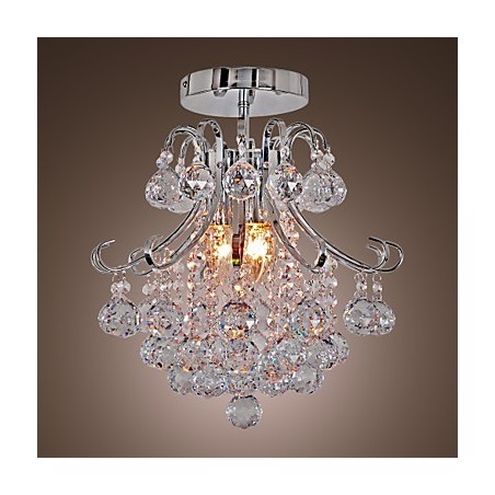 Modern Contemporary Crystal Mini Style Electroplated Metal Chandelier Flush Mount Modern Contemporary Crystal Mini Style Electroplated Metal Chandelier Flush Mount