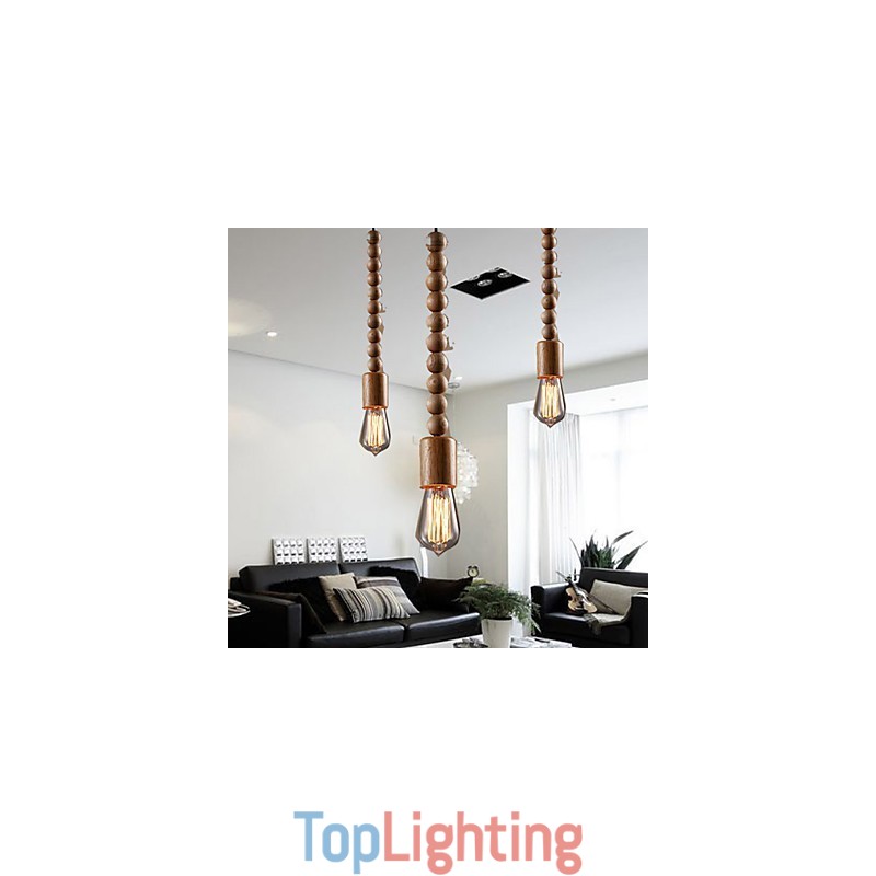 Chandelier Mini Style Traditional Classic Wood Bamboo