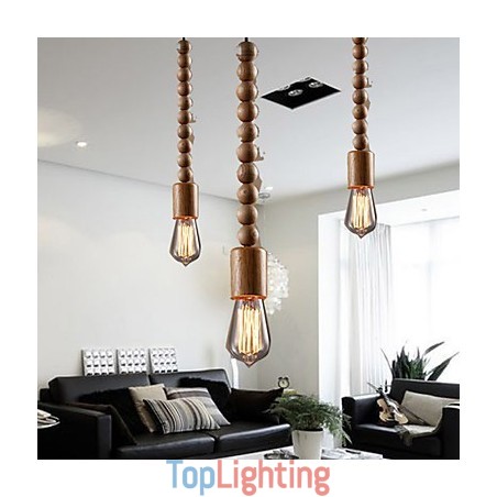Chandelier Mini Style Traditional Classic Wood Bamboo