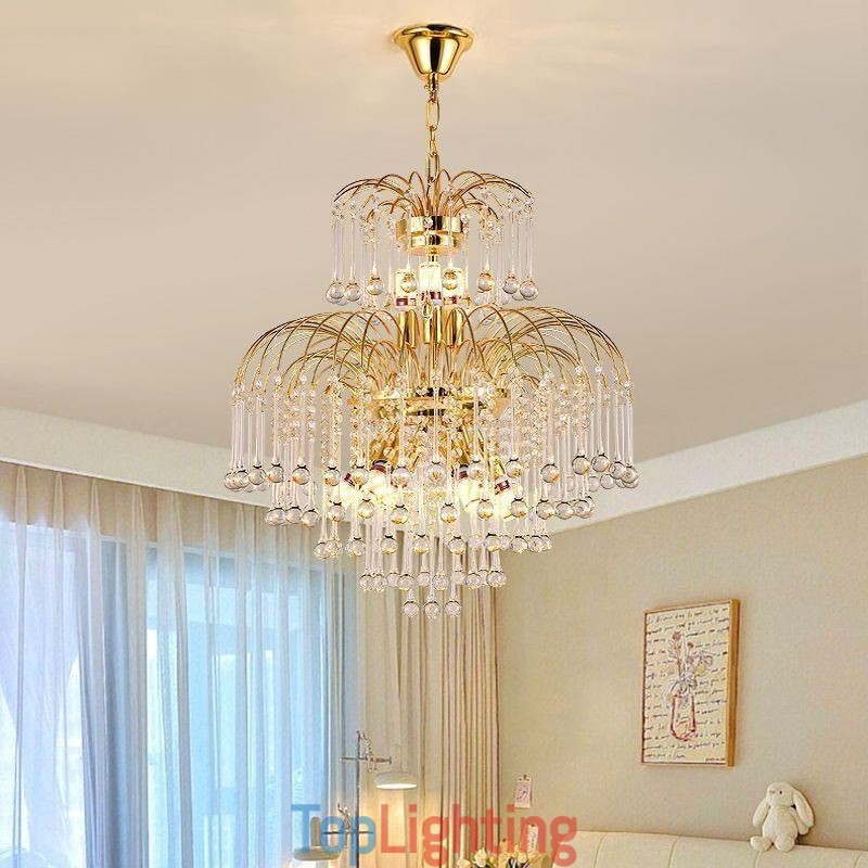 Crystal Pendant Light Elegant Duplex Decorative Ceiling Light