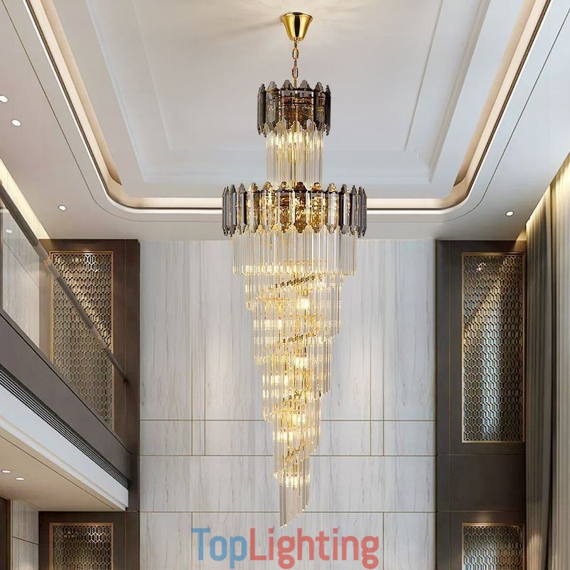 Tapered Crystal Pendant Light Luxury Duplex Decorative Ceiling Light