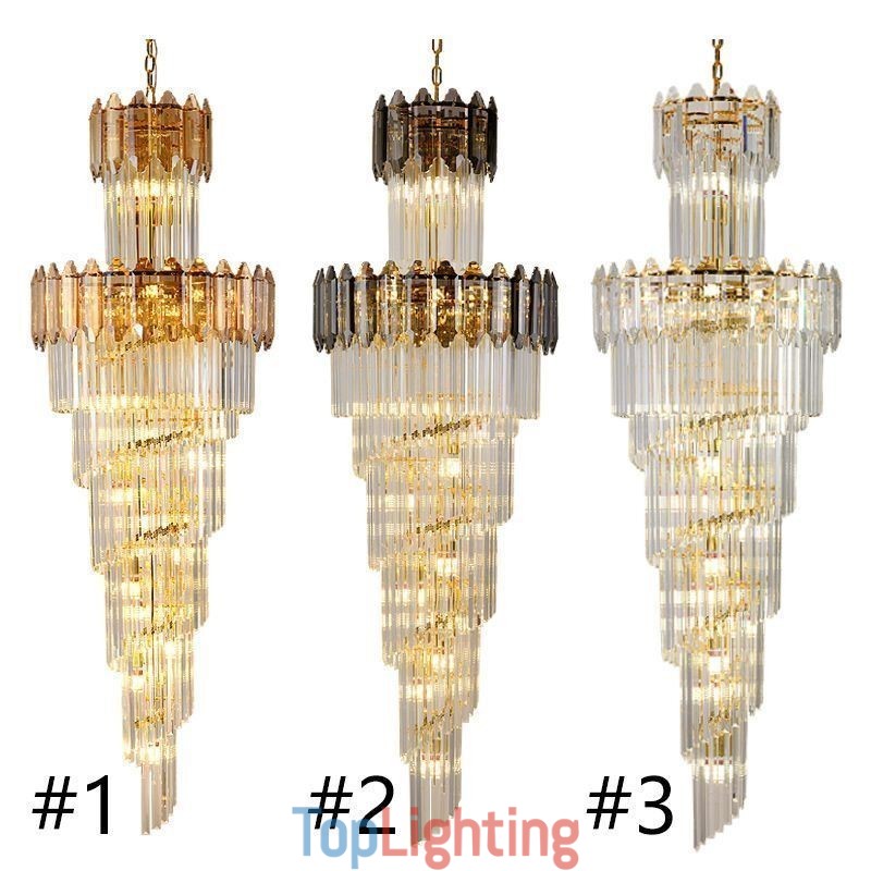 Tapered Crystal Pendant Light Luxury Duplex Decorative Ceiling Light