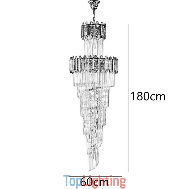 Tapered Crystal Pendant Light Luxury Duplex Decorative Ceiling Light