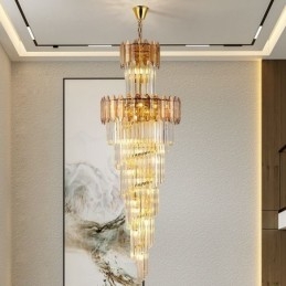Tapered Crystal Pendant Light Luxury Duplex Decorative Ceiling Light