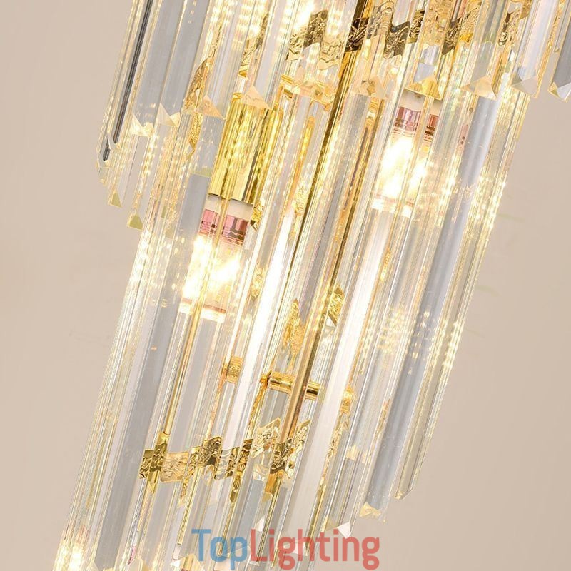 Tapered Crystal Pendant Light Luxury Duplex Decorative Ceiling Light