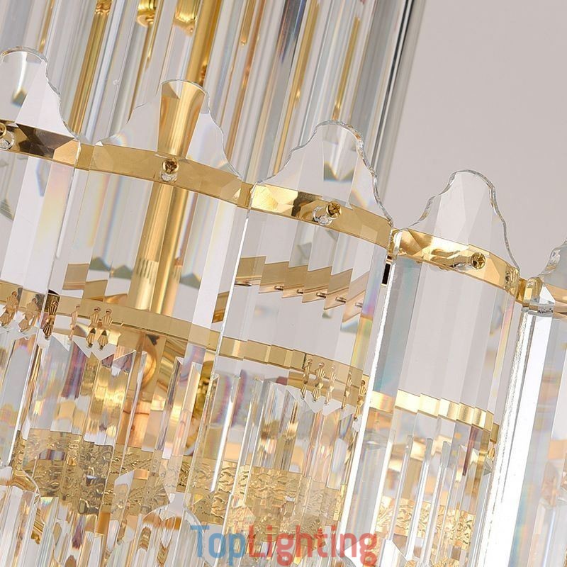Tapered Crystal Pendant Light Luxury Duplex Decorative Ceiling Light