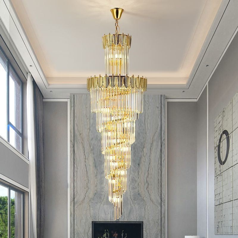 Tapered Crystal Pendant Light Duplex Decorative Ceiling Light
