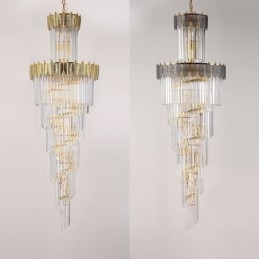 Tapered Crystal Pendant Light Duplex Decorative Ceiling Light