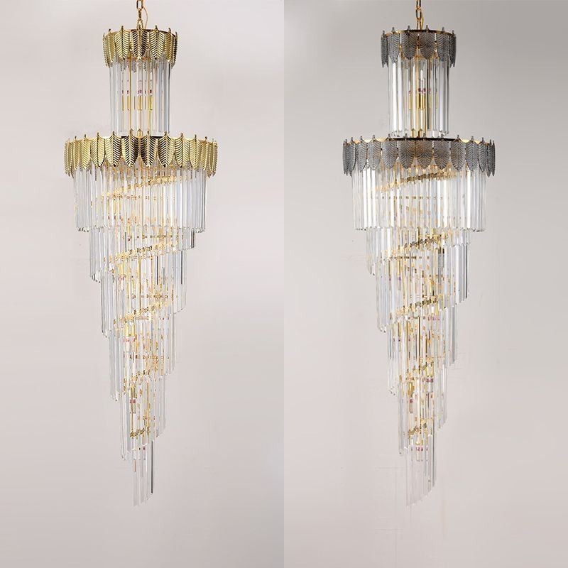 Tapered Crystal Pendant Light Duplex Decorative Ceiling Light