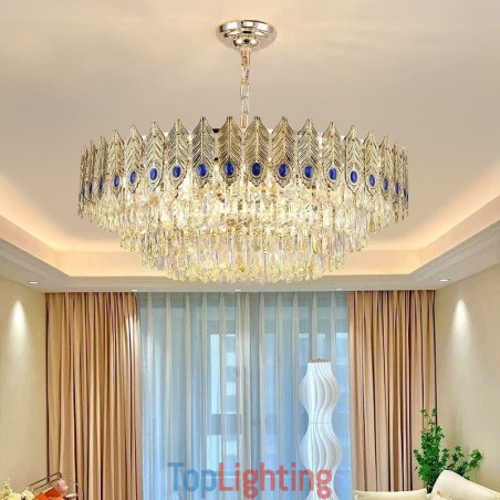 Golden Feather Crystal Pendant Light Duplex Decorative Ceiling Light Golden Feather Crystal Pendant Light Duplex Decorative Ceiling Light