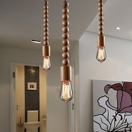 Chandelier Mini Style Traditional Classic Wood Bamboo