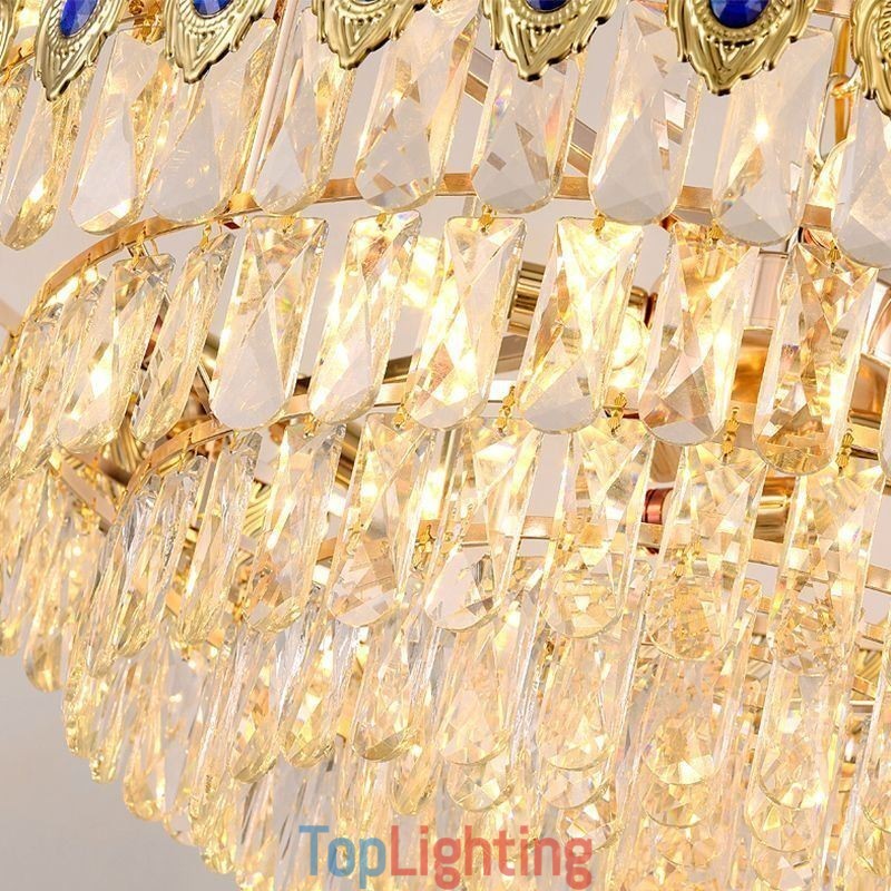 Golden Feather Crystal Pendant Light Duplex Decorative Ceiling Light