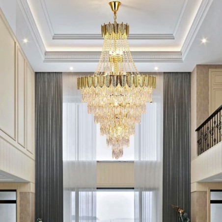 Tapered Crystal Pendant Light Eye catching Duplex Decorative Ceiling Light Tapered Crystal Pendant Light Eye catching Duplex Decorative Ceiling Light