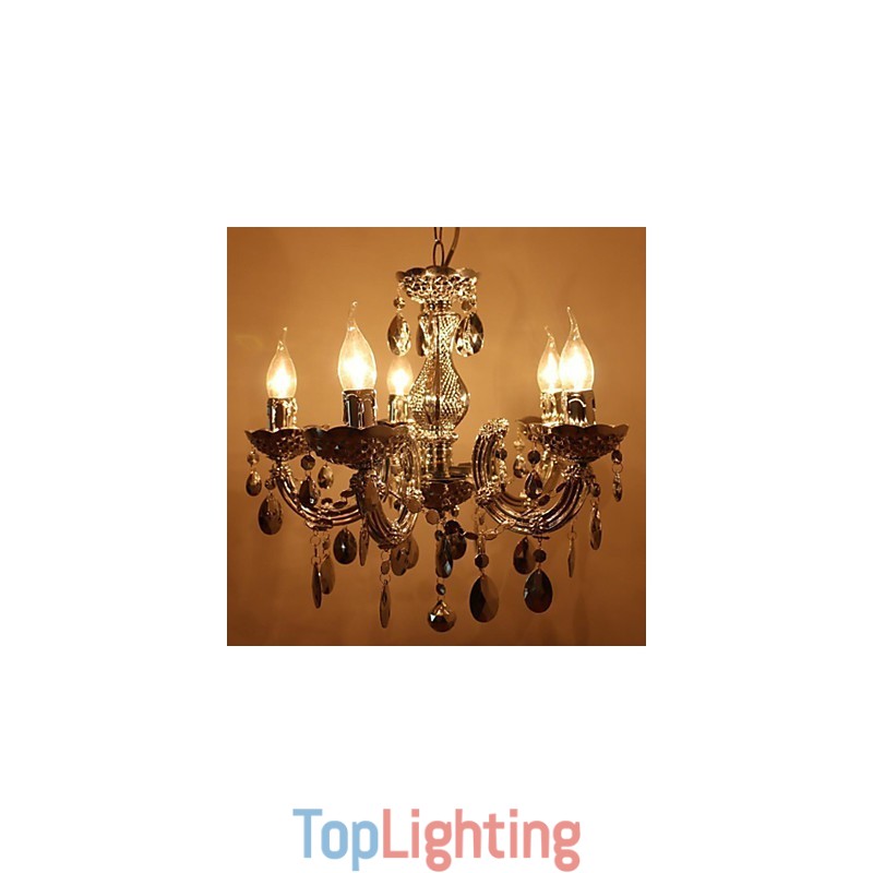 Modern Silver Acrylic Crystal Style Chandelier With 5 Lights