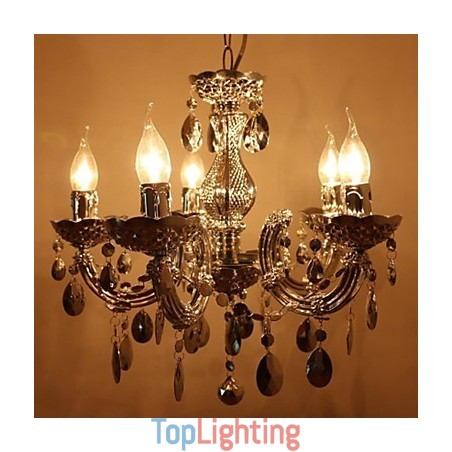 Modern Silver Acrylic Crystal Style Chandelier With 5 Lights Modern Silver Acrylic Crystal Style Chandelier With 5 Lights