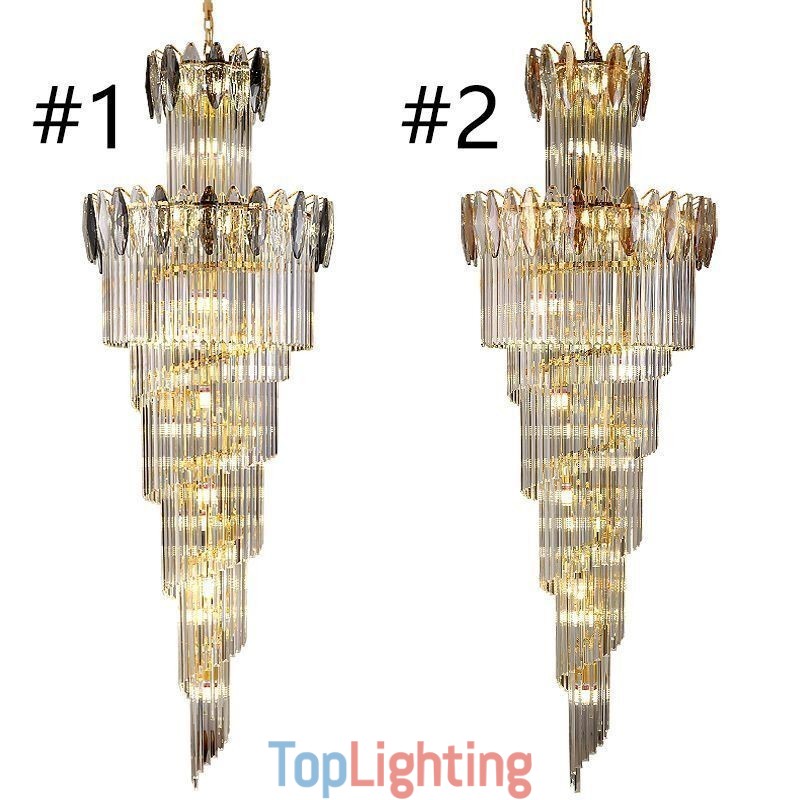 Crystal Pendant Light Duplex Tapered Decorative Ceiling Light 70cm