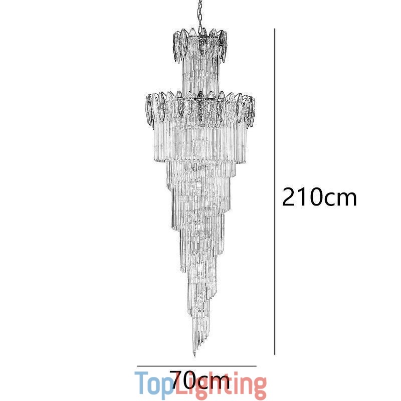 Crystal Pendant Light Duplex Tapered Decorative Ceiling Light 70cm