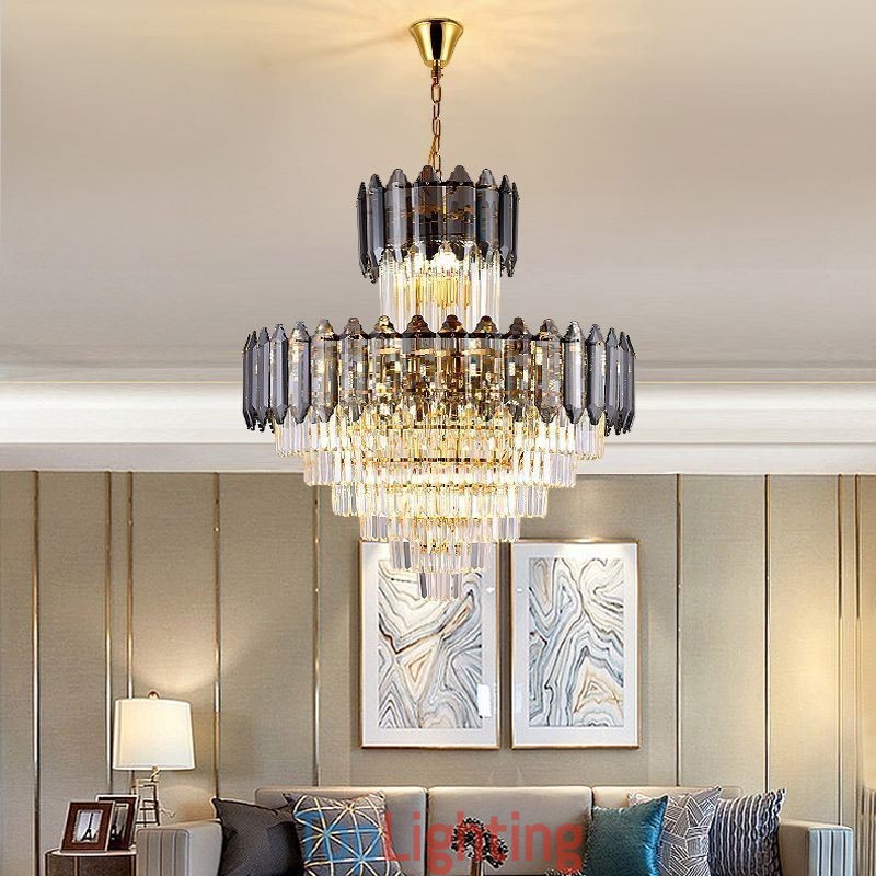 Tapered Crystal Pendant Light Duplex Decorative Ceiling Light