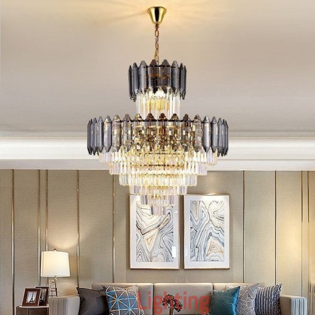 Tapered Crystal Pendant Light Duplex Decorative Ceiling Light Tapered Crystal Pendant Light Duplex Decorative Ceiling Light
