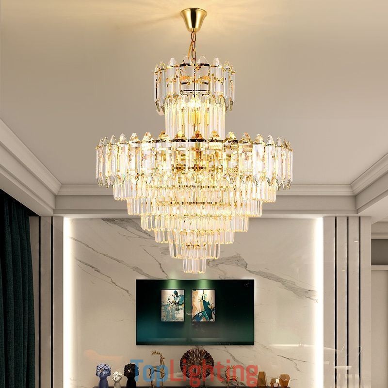 Tapered Crystal Pendant Light Duplex Decorative Ceiling Light
